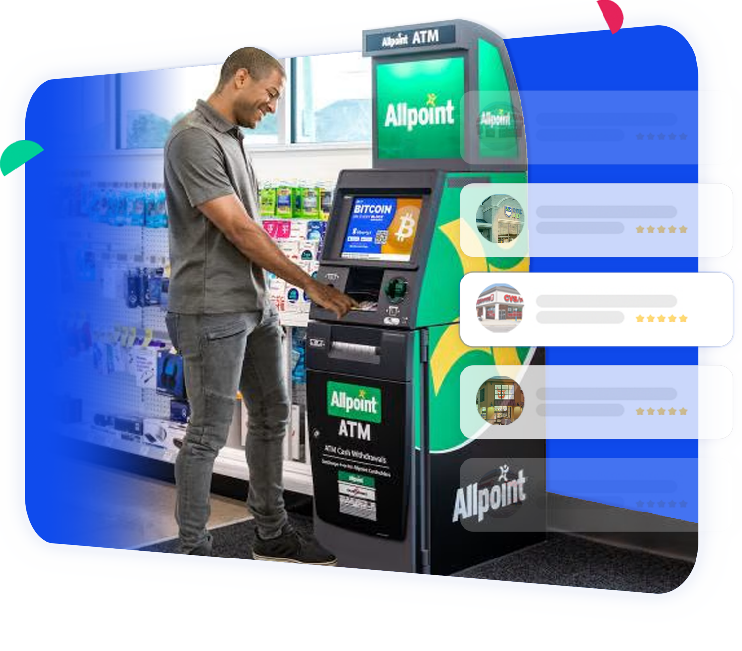 A customer using a LibertyX-enabled Bitcoin ATM inside a retail store
